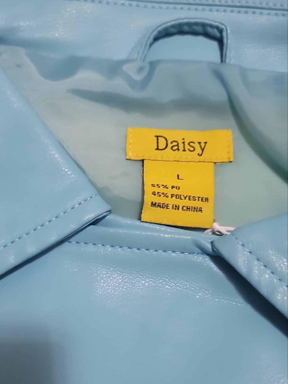 Daisy Light Blue Faux Leather Moto Jacket - Picture 2 of 3